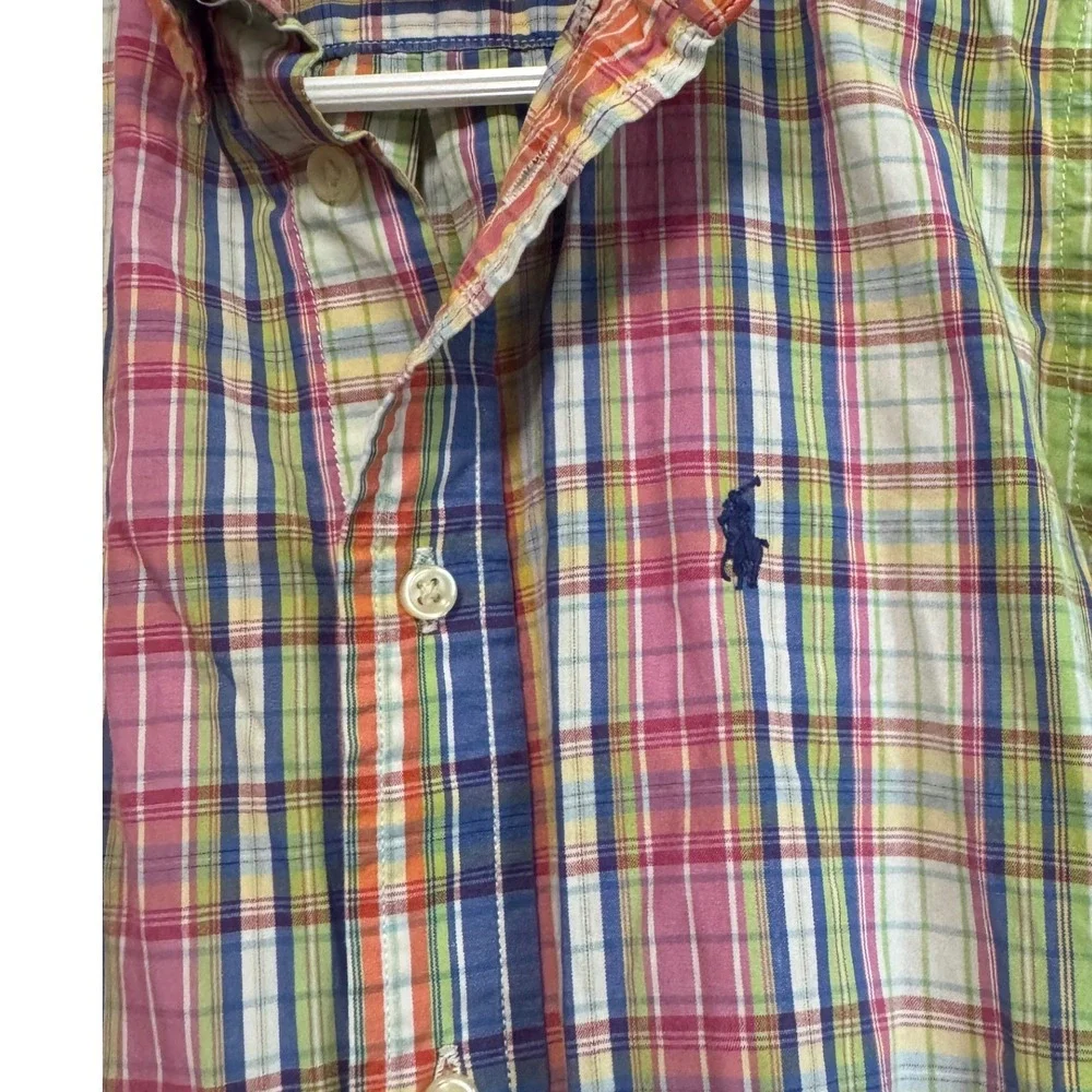 Ralph Lauren Plaid Shirt Kids Size 6 Multi-Color Excellent Short Sleeve Cotton
